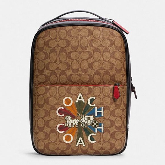 Coach Westway Backpack In Signature Canvas With Coach Radial Rainbow C6856 - Picture 10 of 10